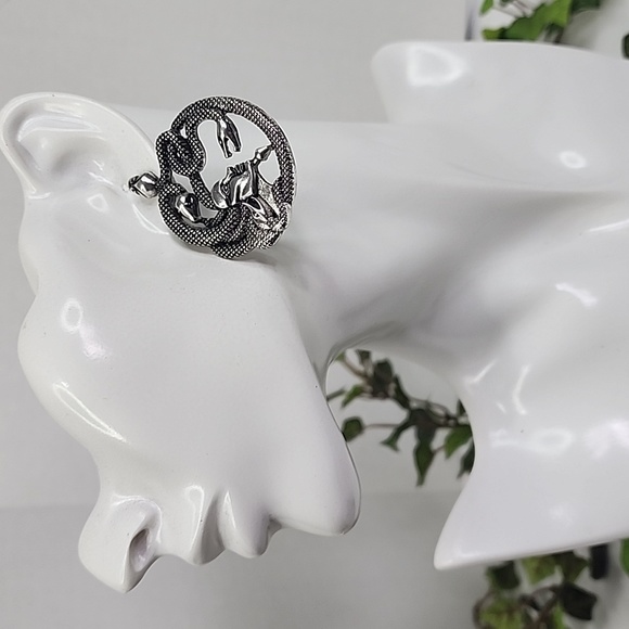 Unique Silver Medusa with Snake Statement Earrings - Picture 6 of 6